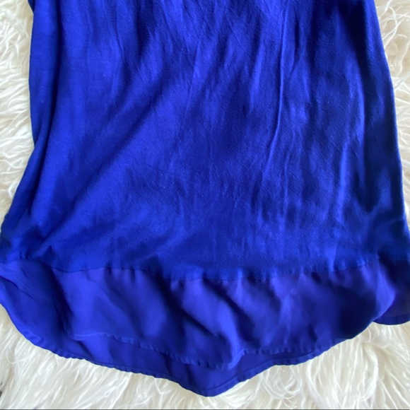 INC Royal Blue sheer shoulder Blouse - Picture 3 of 5